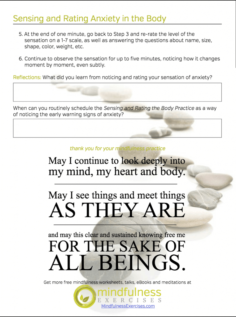 Mindfulness Worksheets Sample Exercises Every Mindfulness Worksheet Ends With A Mindful Dedication Wishing For The Benefit Of Others