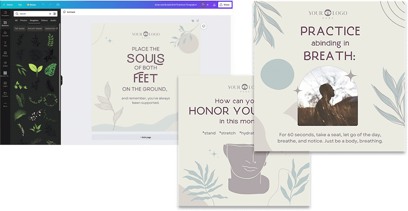Brandable Mindfulness Social Media Template Canva Preview