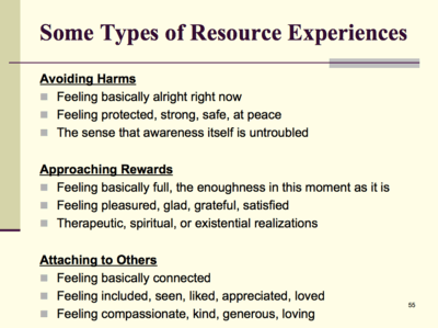 Some Types of Resource Experiences