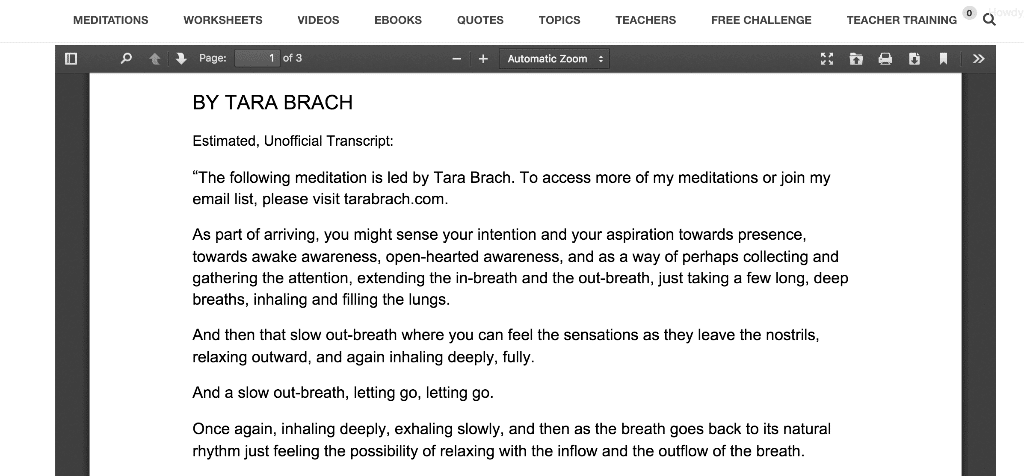 Introducing: Free Audio Transcripts - Tara Brach Meditation Transcript