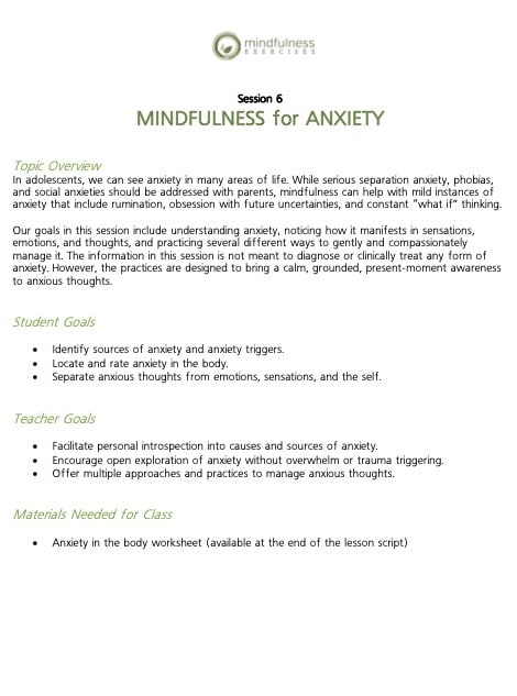 teen mindfulness for anxiety
