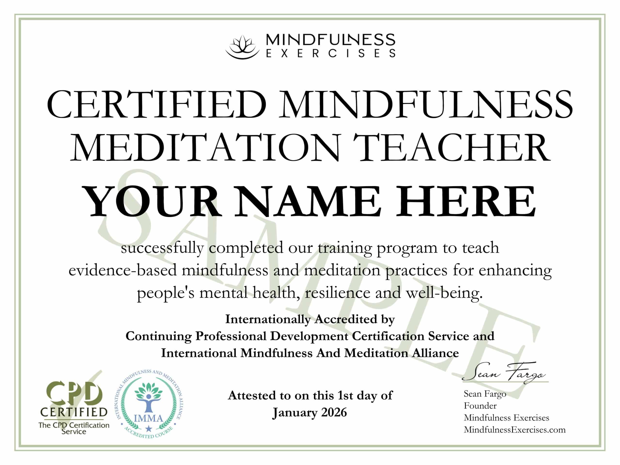 certification, Mindfulness Meditation Teacher Certification